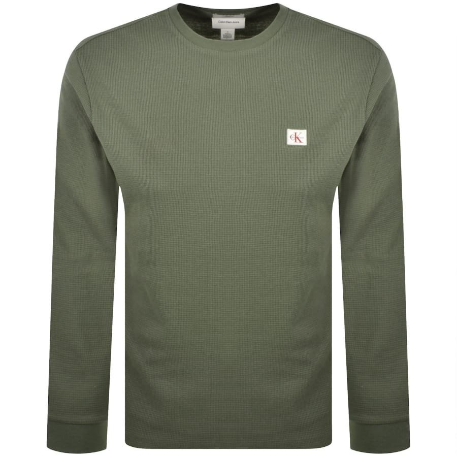 Image number 1 for Calvin Klein Jeans Waffle T Shirt Green