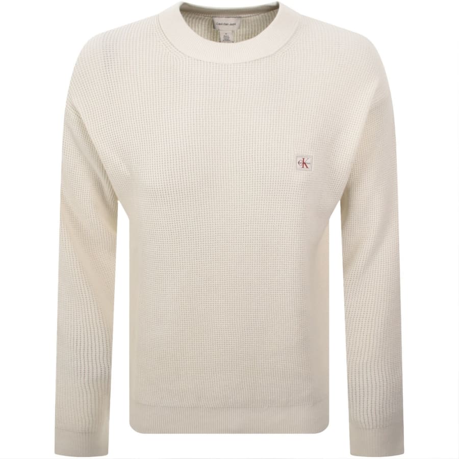 Image number 1 for Calvin Klein Jeans Waffle Knit Jumper Cream