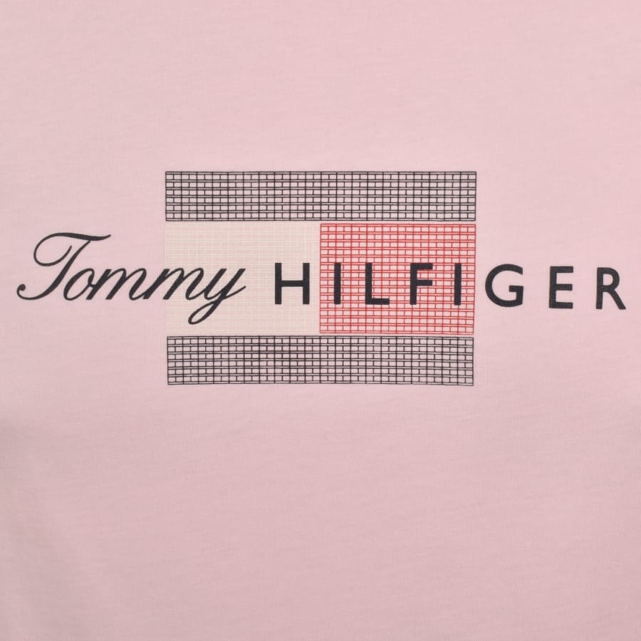 Image number 3 for Tommy Hilfiger Script Flag T Shirt Pink