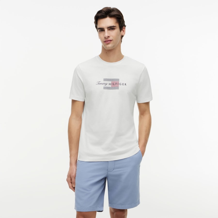 Image number 4 for Tommy Hilfiger Script Flag T Shirt White