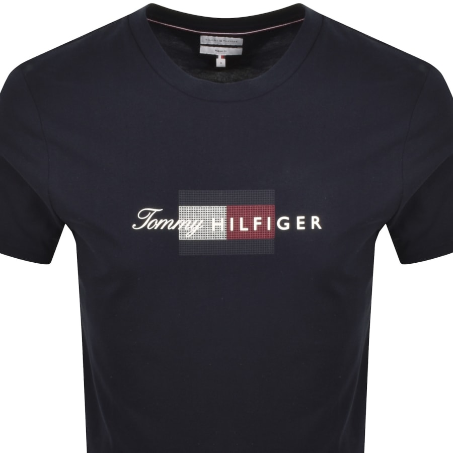 Image number 2 for Tommy Hilfiger Script Flag T Shirt Navy