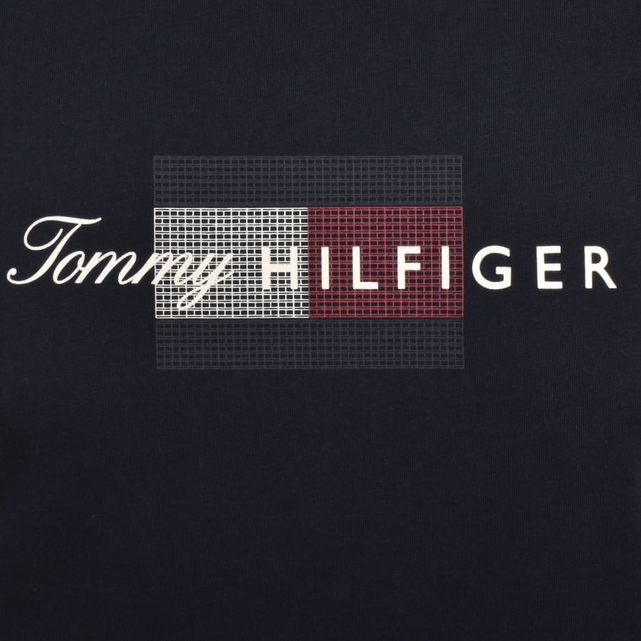 Image number 3 for Tommy Hilfiger Script Flag T Shirt Navy