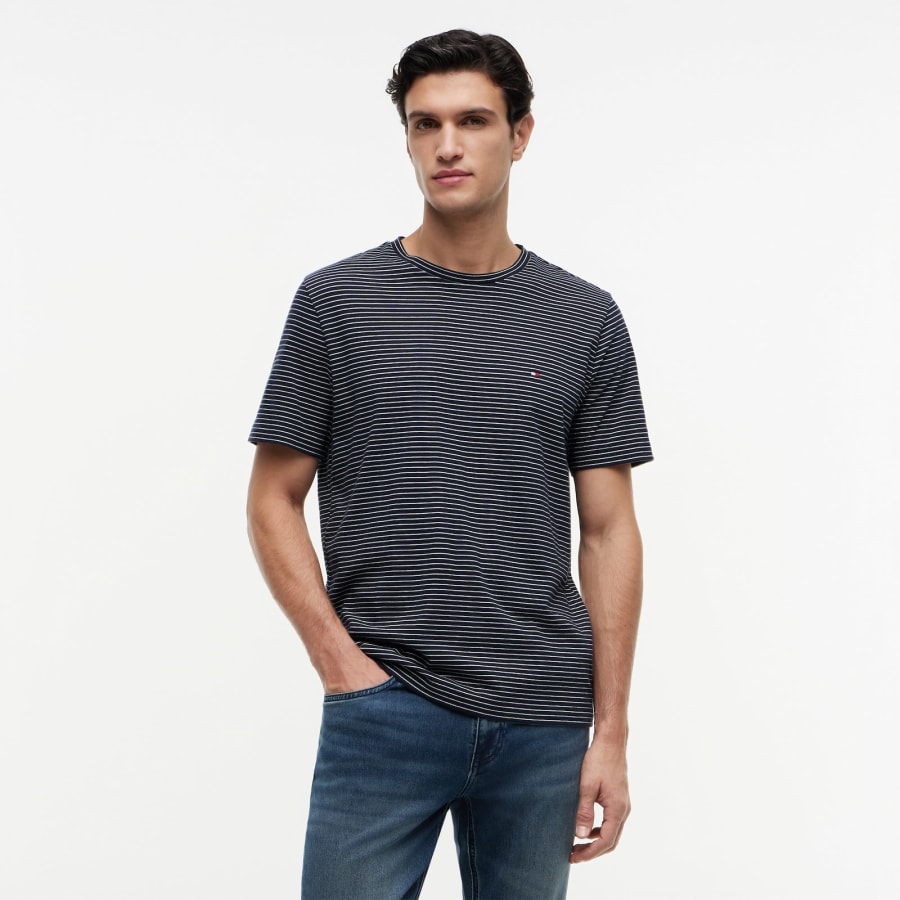 Image number 4 for Tommy Hilfiger Essential Stripe T Shirt Navy