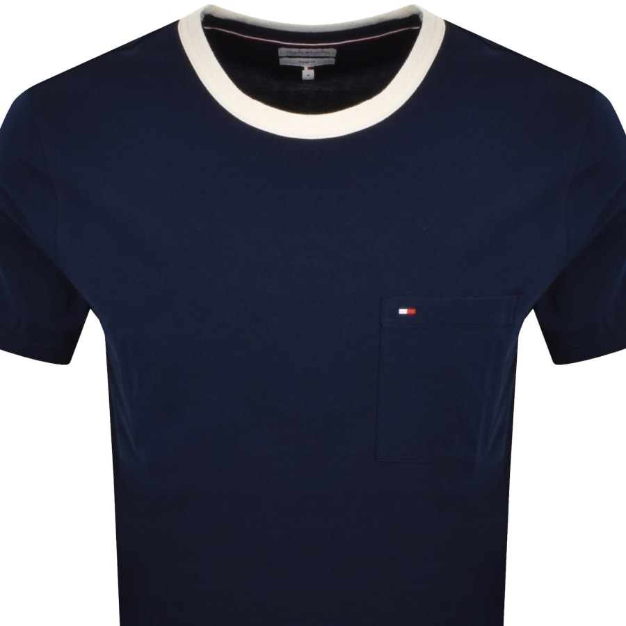 Image number 2 for Tommy Hilfiger Mesh Neck Trim T Shirt Navy