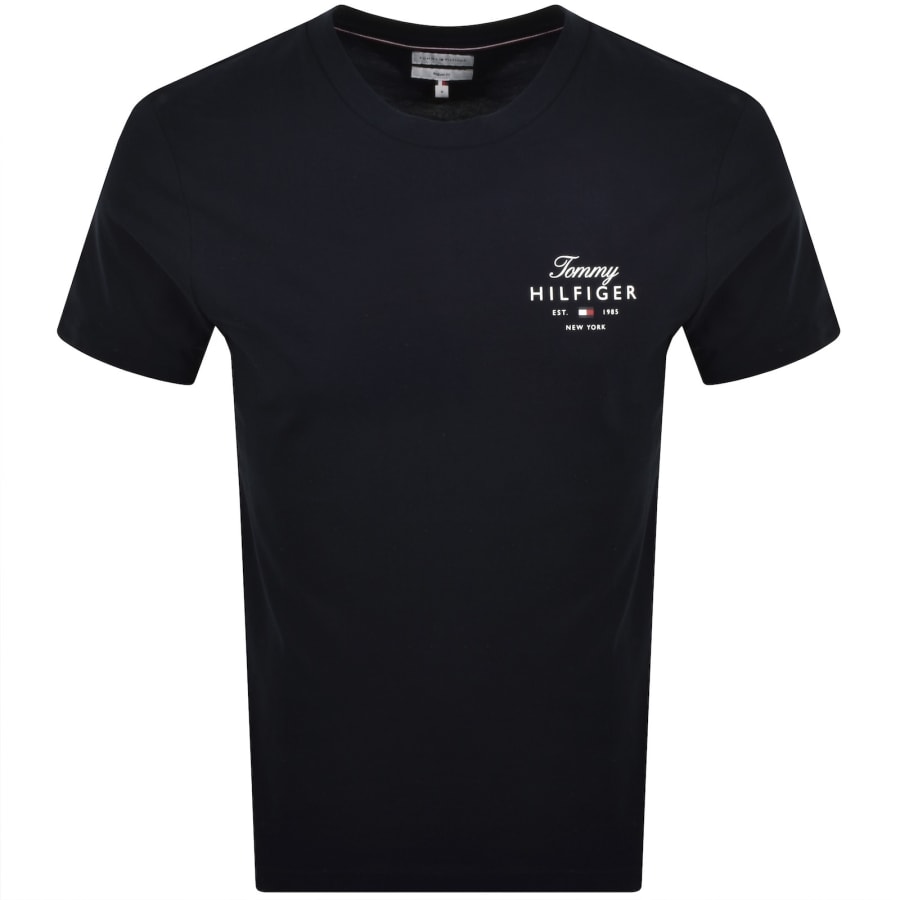 Image number 1 for Tommy Hilfiger Script Stack T Shirt Navy