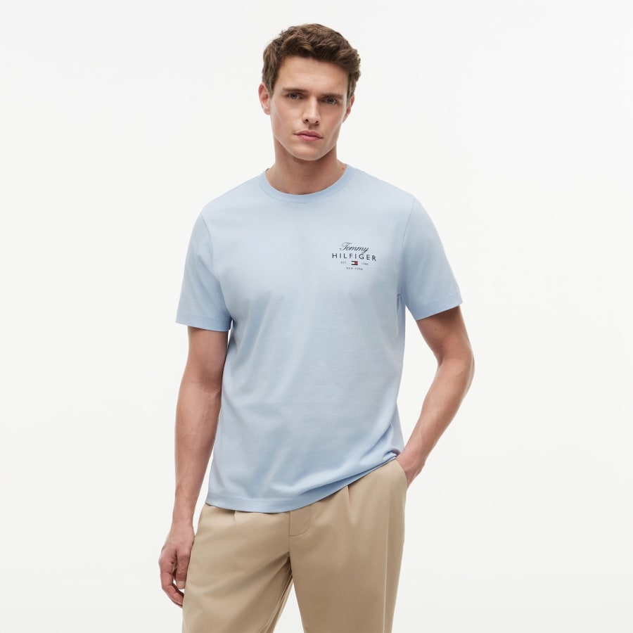Image number 4 for Tommy Hilfiger Script Stack T Shirt Blue