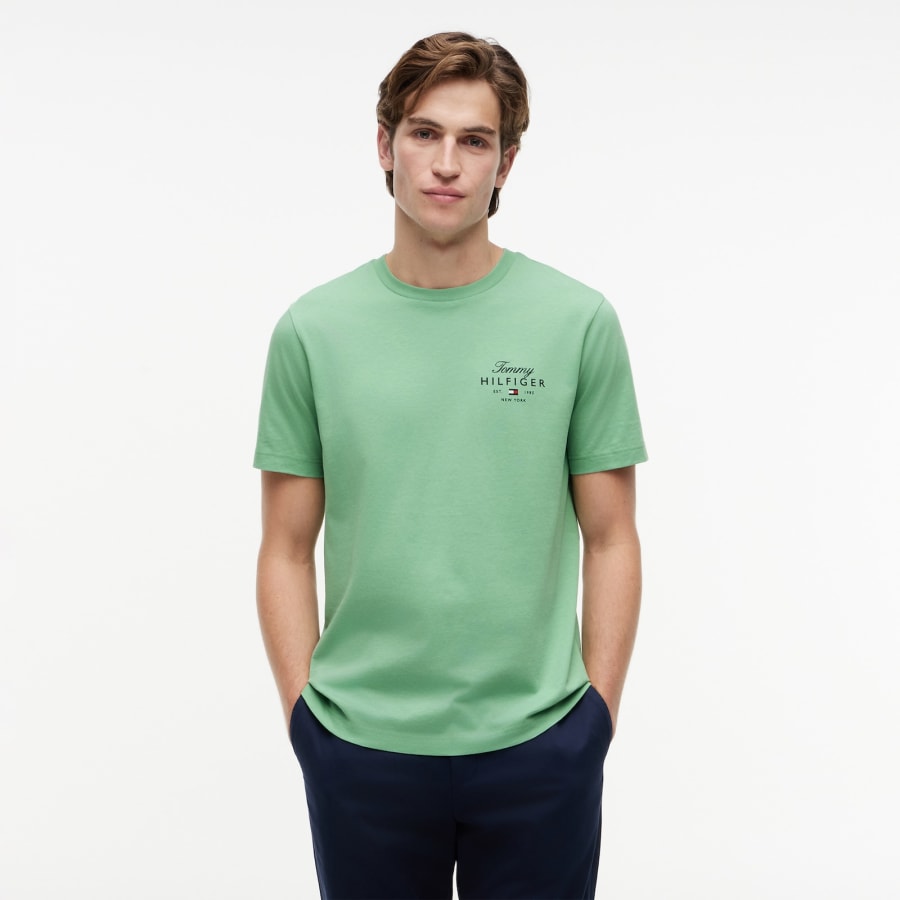 Image number 4 for Tommy Hilfiger Script Stack T Shirt Green