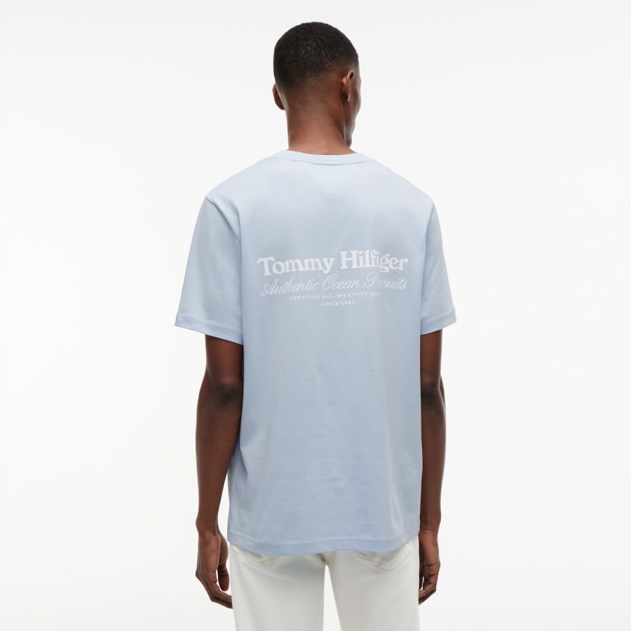 Image number 5 for Tommy Hilfiger Back Graphic T Shirt Blue