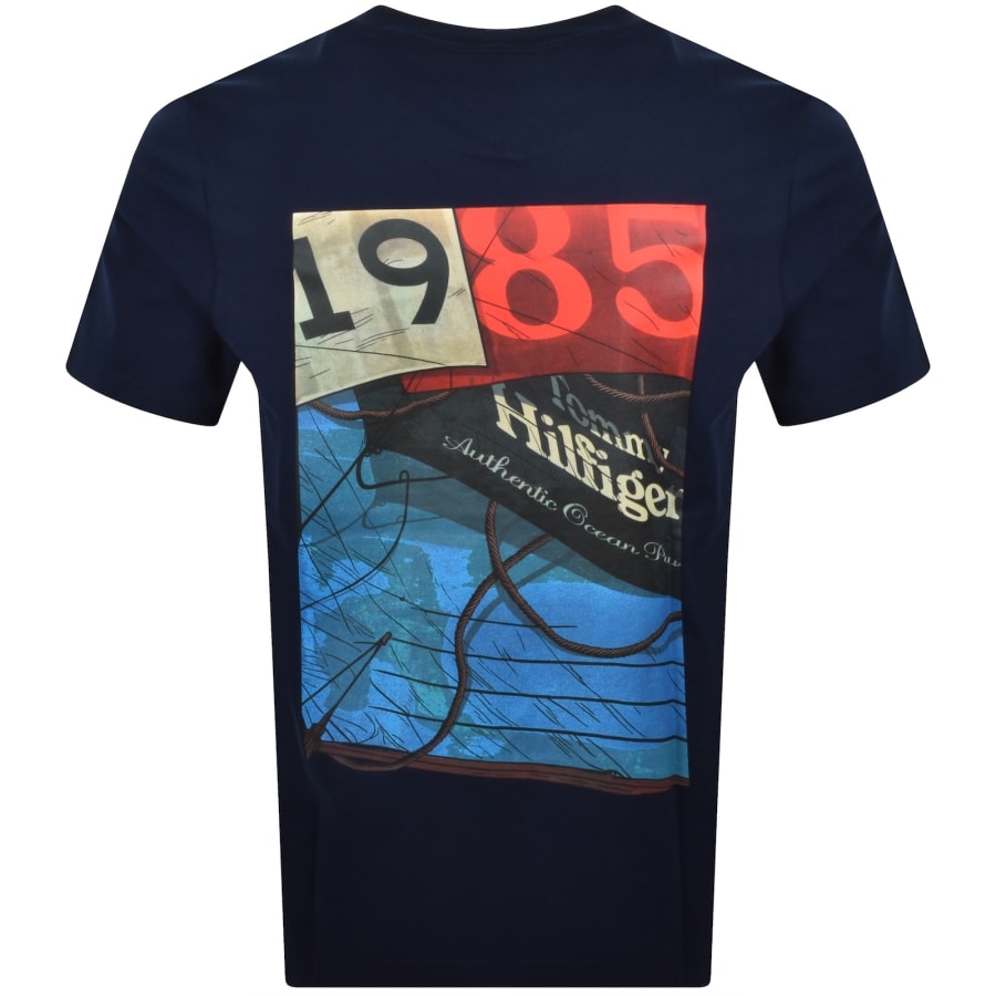 Image number 4 for Tommy Hilfiger Back Photo T Shirt Navy