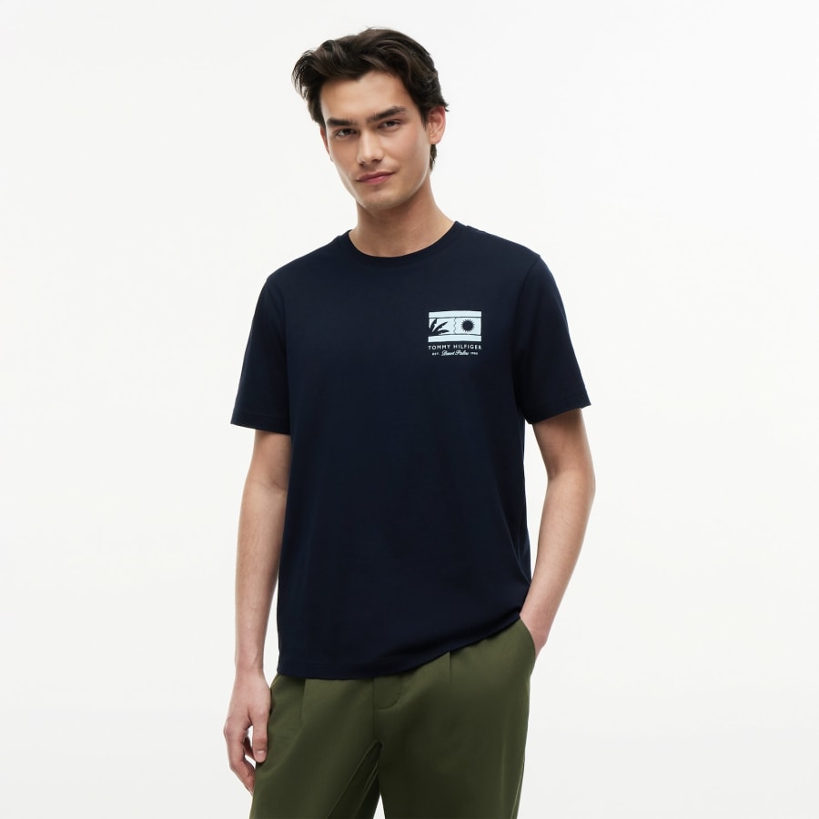 Image number 5 for Tommy Hilfiger Mono Sun Graphic T Shirt Navy