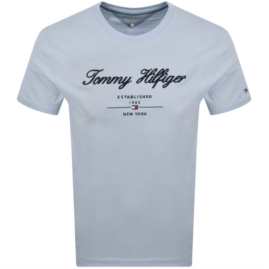 Image number 1 for Tommy Hilfiger Script  Logo T Shirt Blue