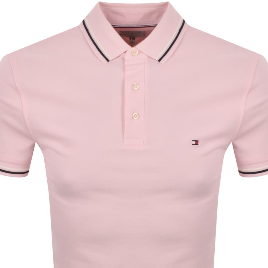 Image number 2 for Tommy Hilfiger Tipped Polo T Shirt Pink