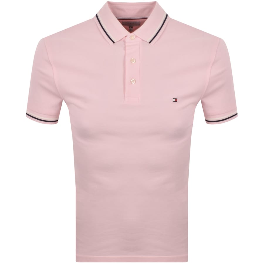 Image number 1 for Tommy Hilfiger Tipped Polo T Shirt Pink