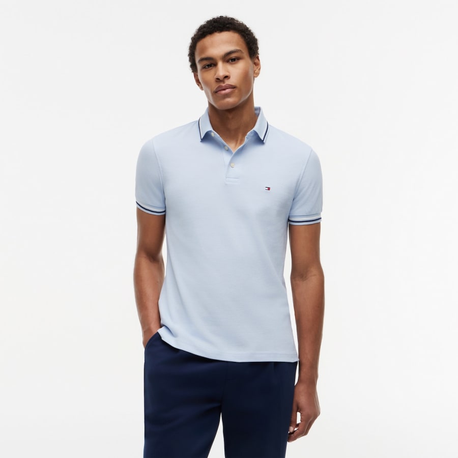 Image number 5 for Tommy Hilfiger Tipped Polo T Shirt Blue