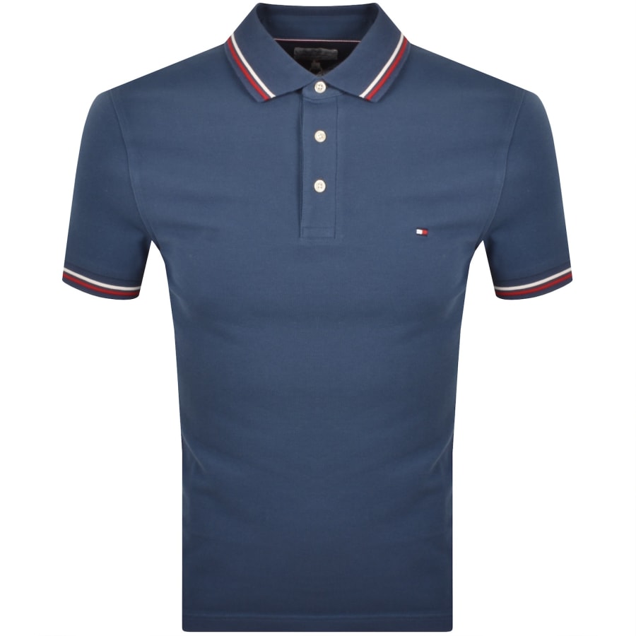 Image number 1 for Tommy Hilfiger Tipped Polo T Shirt Blue