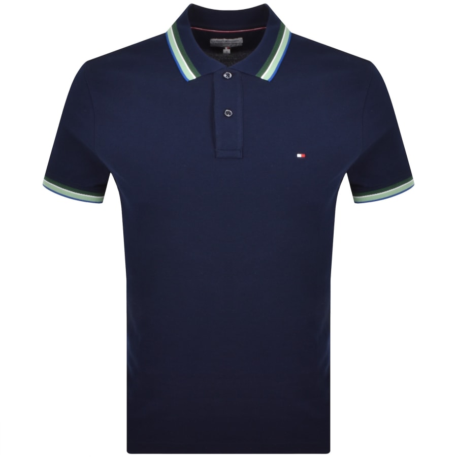 Image number 1 for Tommy Hilfiger Contrast Collar Polo T Shirt Navy
