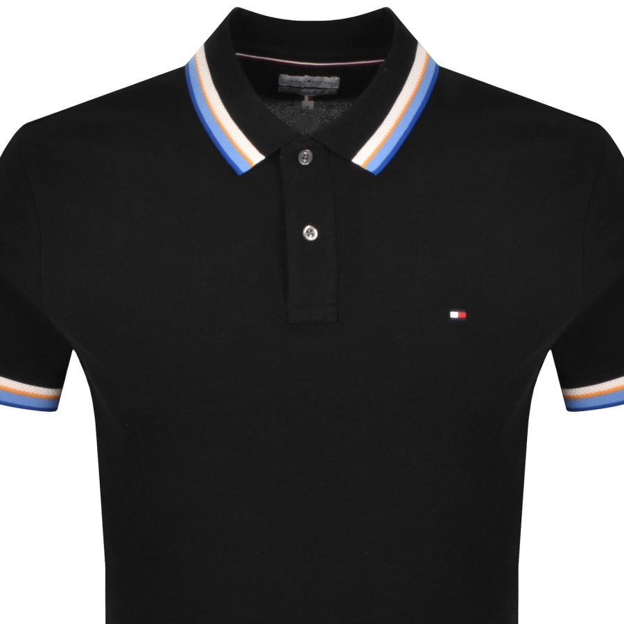Image number 2 for Tommy Hilfiger Contrast Collar Polo T Shirt Black