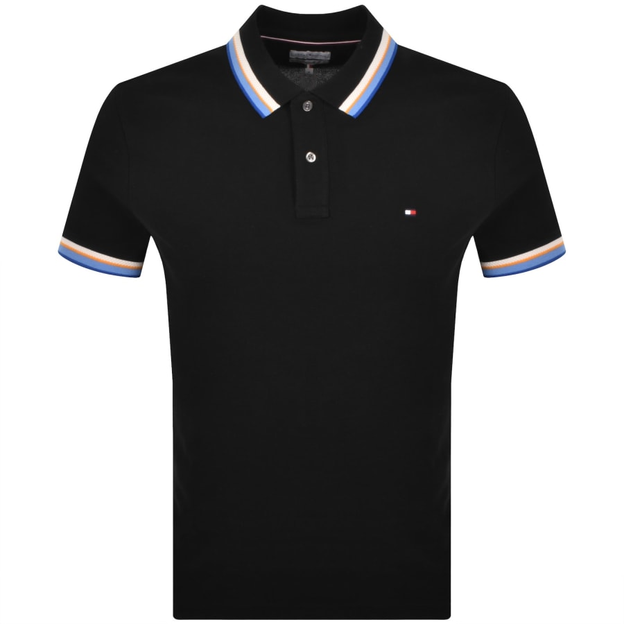 Image number 1 for Tommy Hilfiger Contrast Collar Polo T Shirt Black