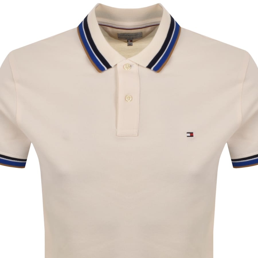 Image number 2 for Tommy Hilfiger Contrast Collar Polo T Shirt Ivory