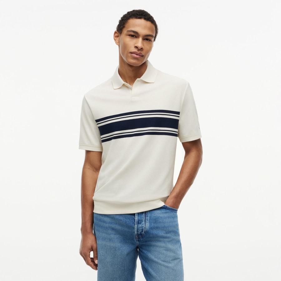Image number 4 for Tommy Hilfiger Placed Breton Polo Ivory