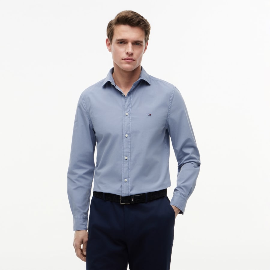 Image number 5 for Tommy Hilfiger Poplin Shirt Blue