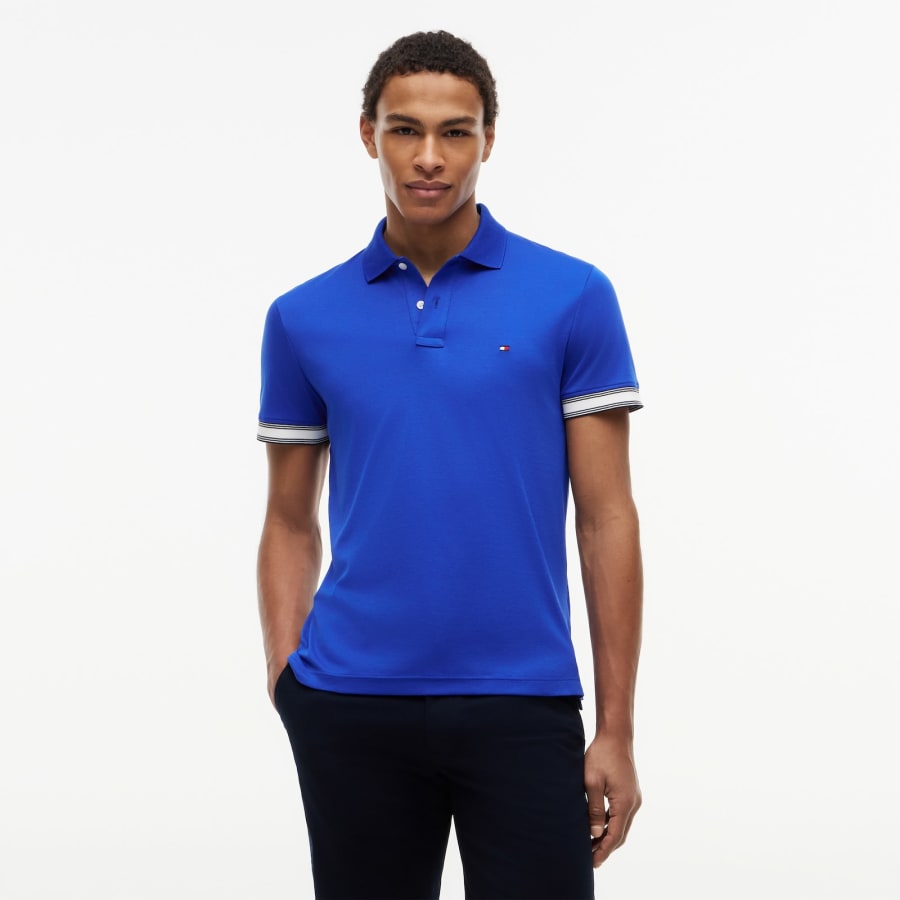 Image number 5 for Tommy Hilfiger Liquid Flag Cuff Polo Regal Blue