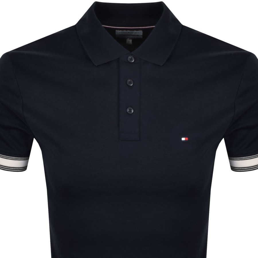 Image number 2 for Tommy Hilfiger Liquid Flag Cuff Polo Navy