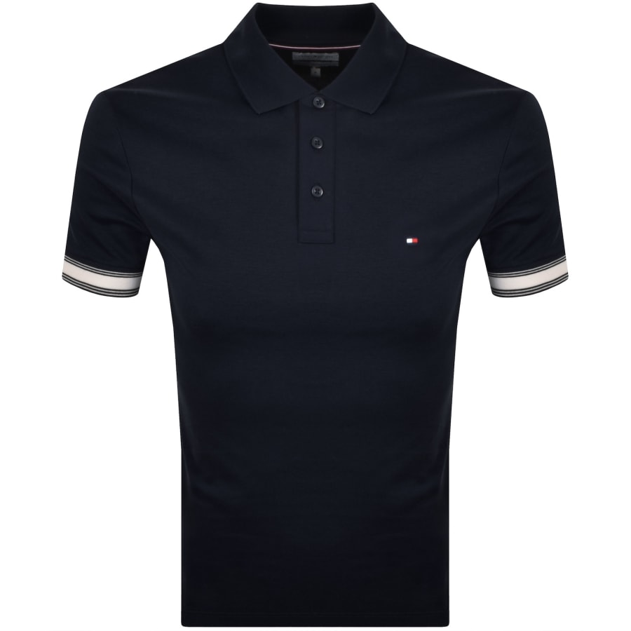 Image number 1 for Tommy Hilfiger Liquid Flag Cuff Polo Navy