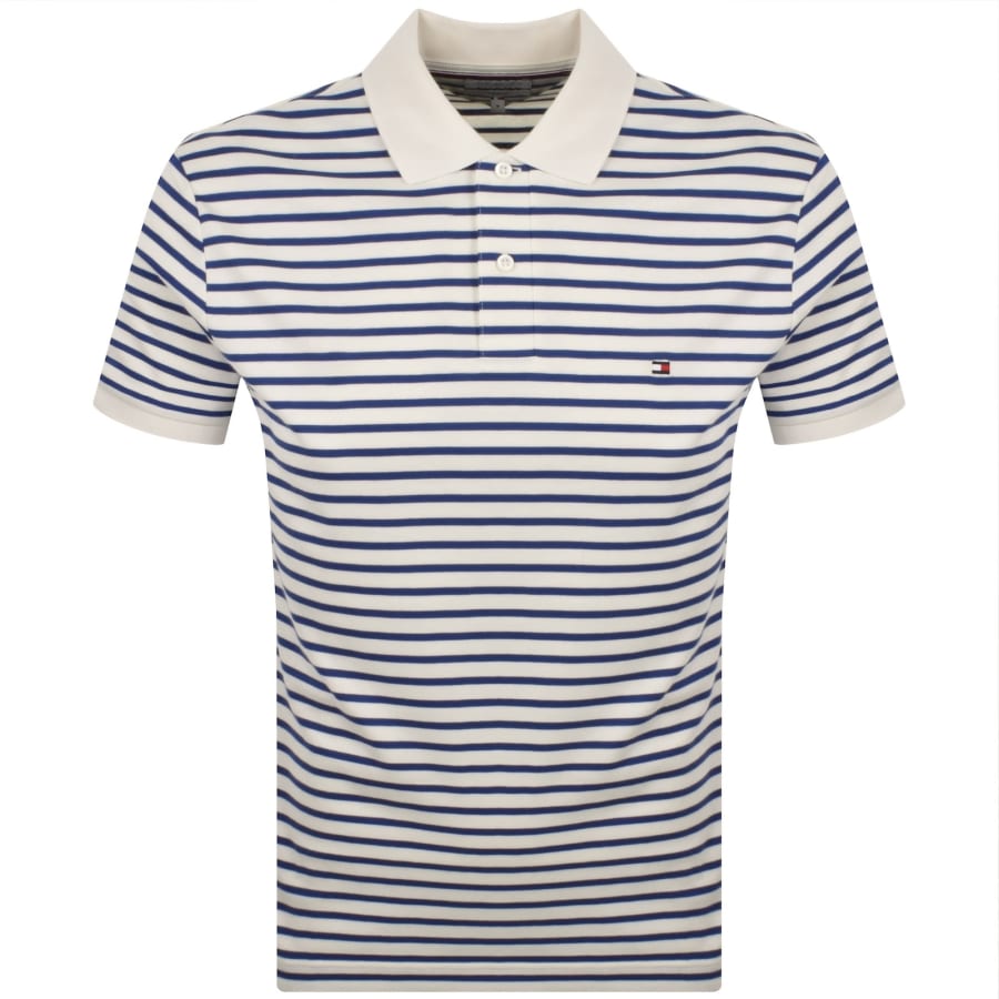 Image number 1 for Tommy Hilfiger Liquid Stripe Polo T Shirt Ivory