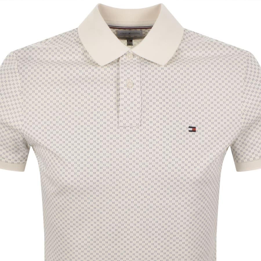 Image number 2 for Tommy Hilfiger Microprint Pique Polo T Shirt Ivory