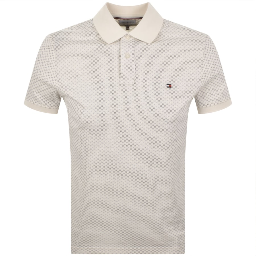 Image number 1 for Tommy Hilfiger Microprint Pique Polo T Shirt Ivory
