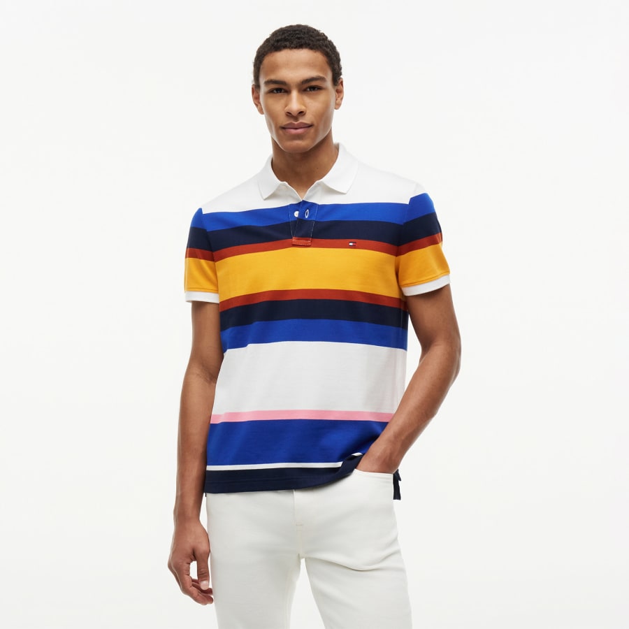 Image number 5 for Tommy Hilfiger Roadmap Stripe Polo T Shirt Blue