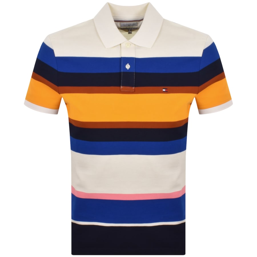 Image number 1 for Tommy Hilfiger Roadmap Stripe Polo T Shirt Blue