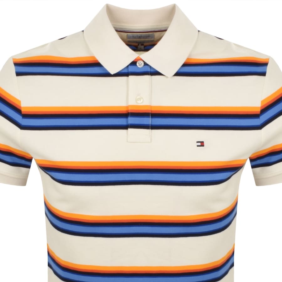 Image number 2 for Tommy Hilfiger Roadmap Stripe Polo T Shirt Ivory