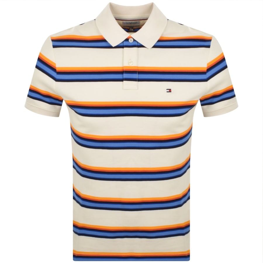 Image number 1 for Tommy Hilfiger Roadmap Stripe Polo T Shirt Ivory