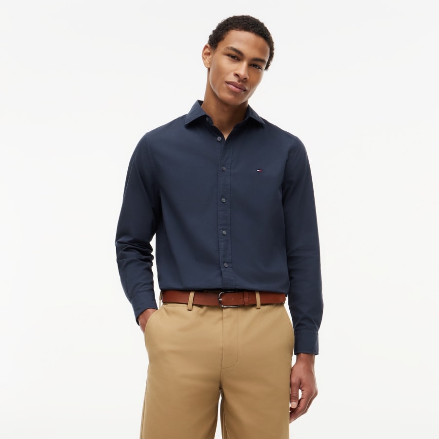 Image number 5 for Tommy Hilfiger Poplin Shirt Navy