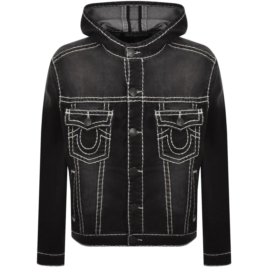 Image number 1 for True Religion Hooded Denim Jacket Grey
