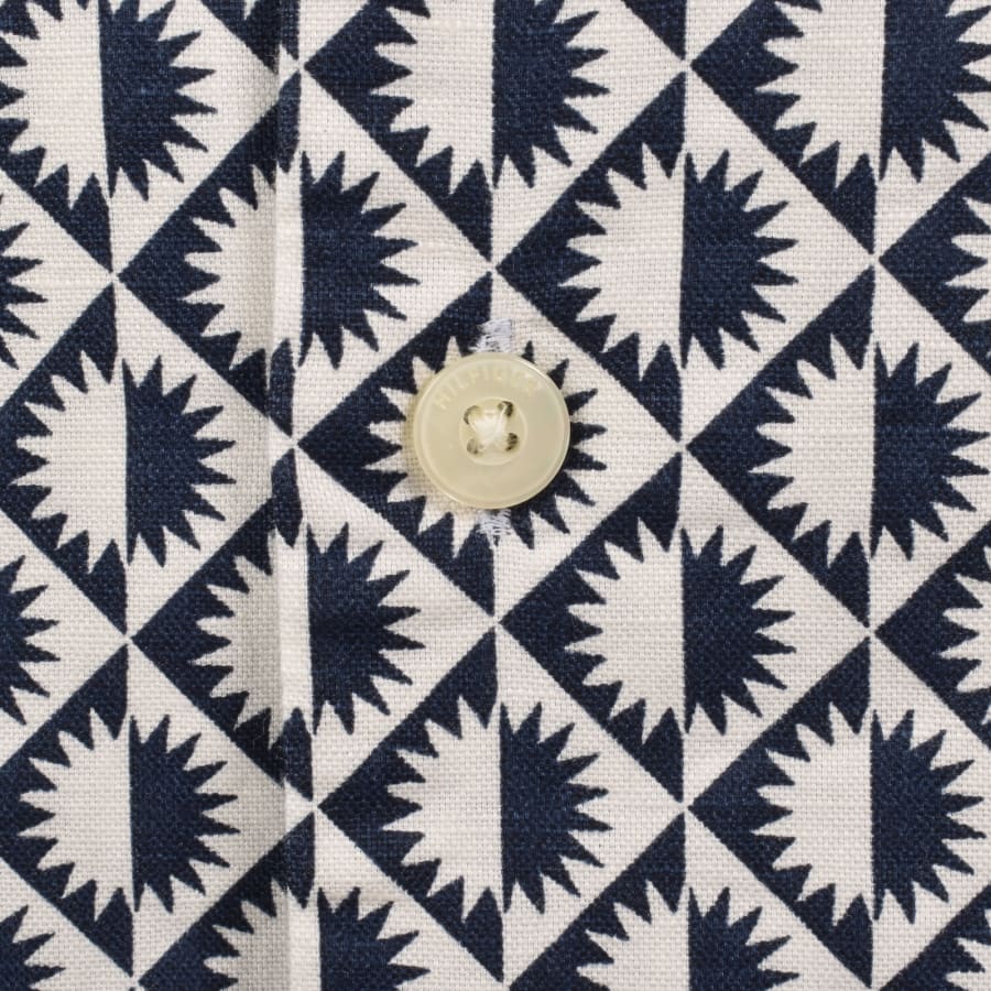 Image number 4 for Tommy Hilfiger Linen All Over Print Shirt Navy