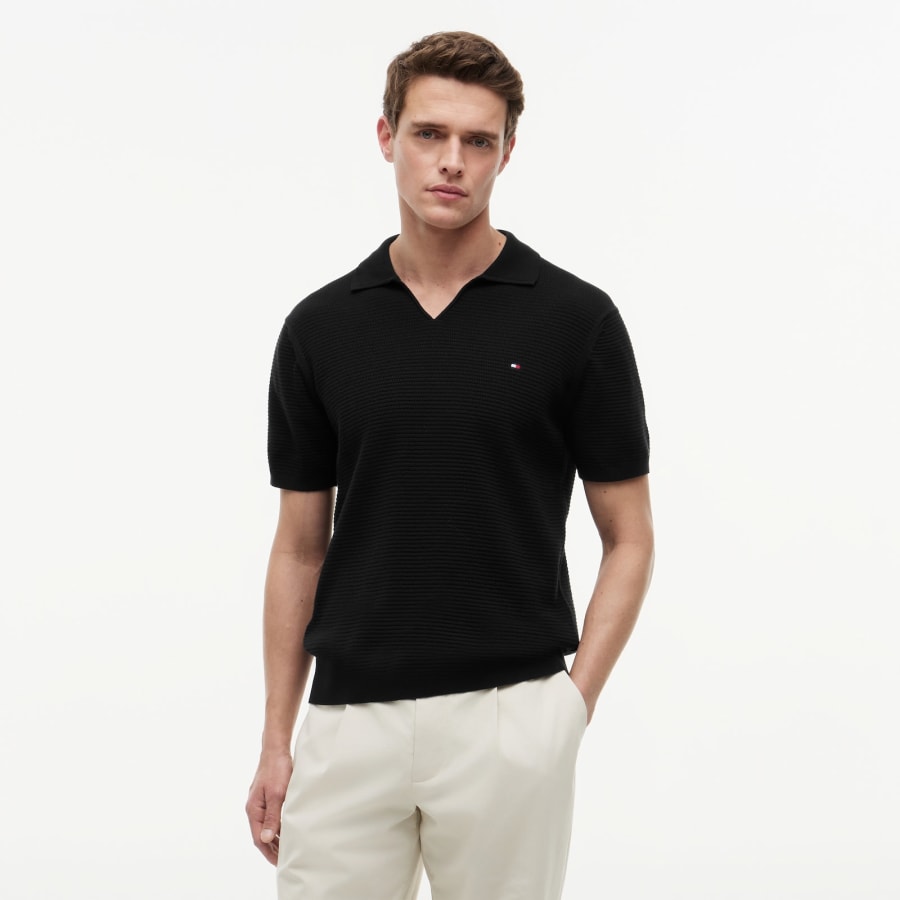 Image number 4 for Tommy Hilfiger Structure Knit Polo Black