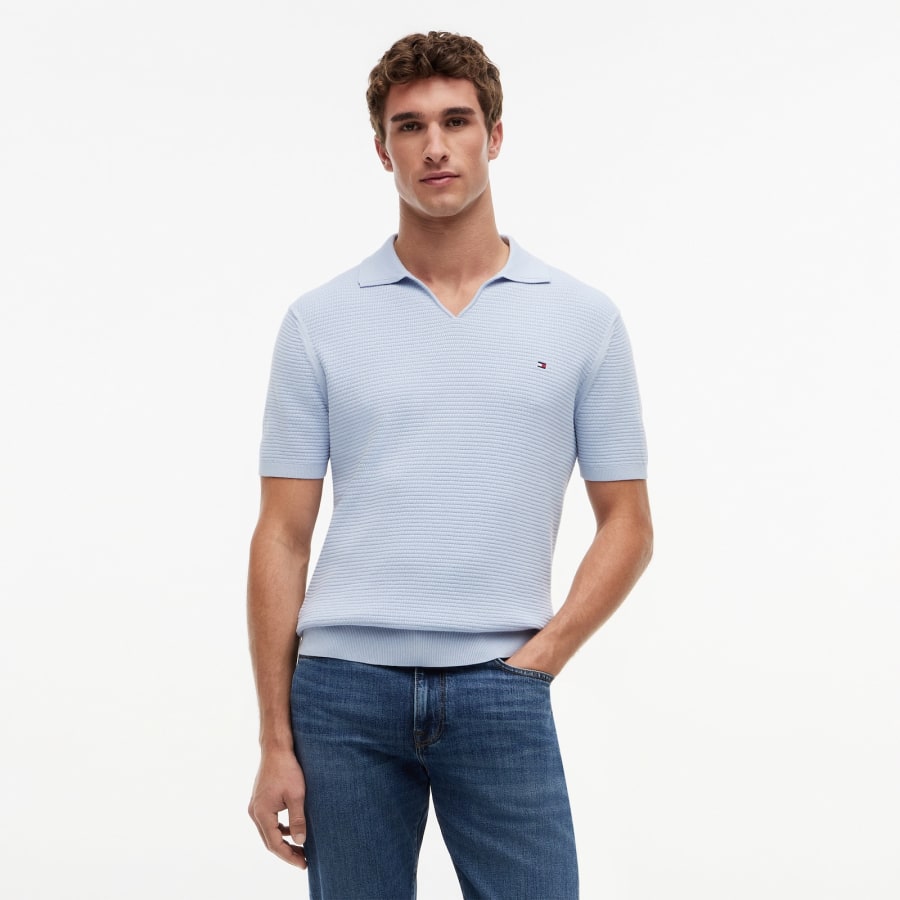 Image number 4 for Tommy Hilfiger Structure Knit Polo Blue