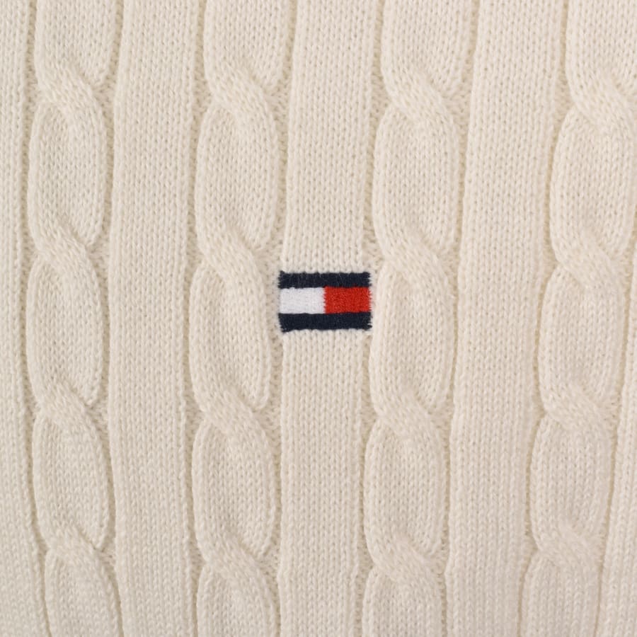Image number 3 for Tommy Hilfiger Cable Knit Polo Ivory
