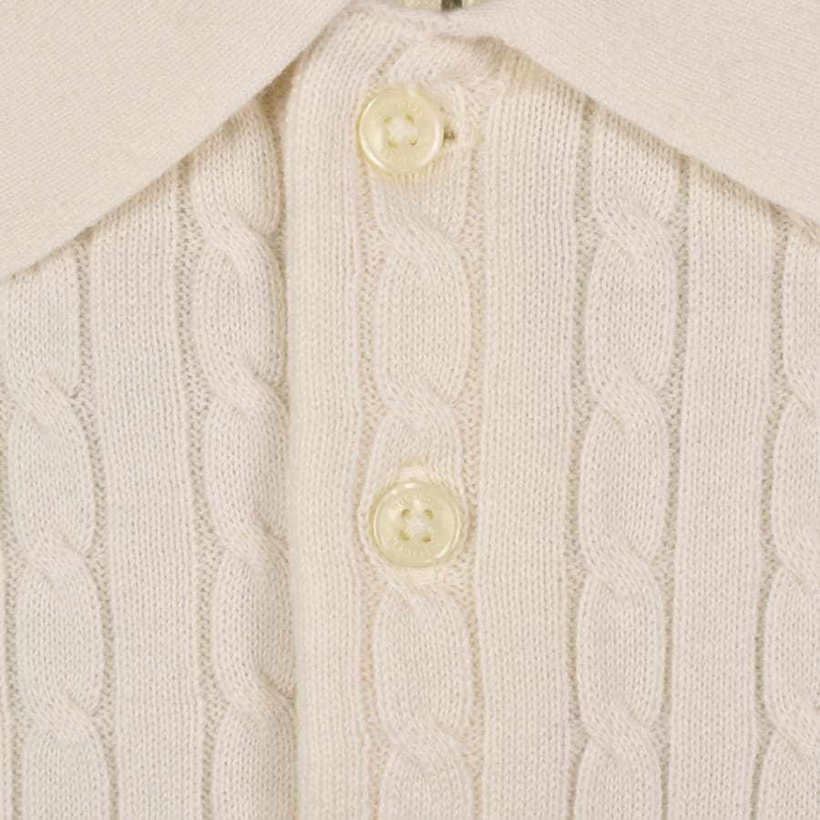 Image number 4 for Tommy Hilfiger Cable Knit Polo Ivory