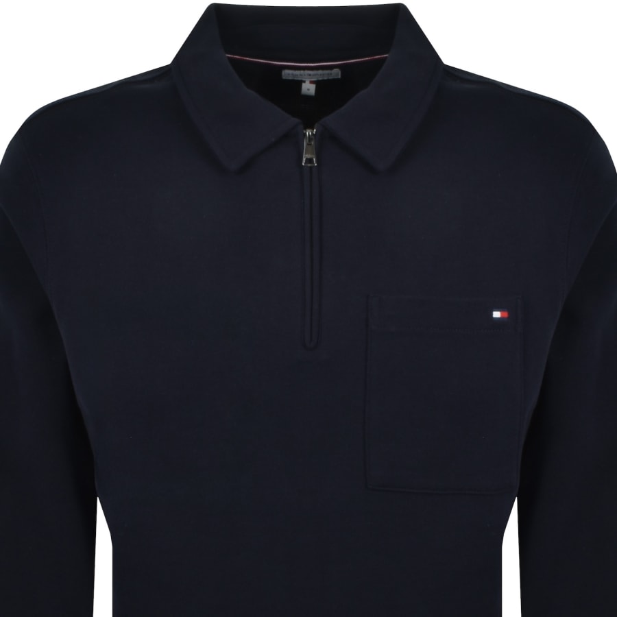 Image number 2 for Tommy Hilfiger Quarter Zip Sweatshirt Navy