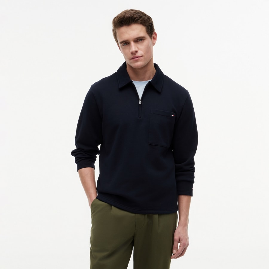 Image number 5 for Tommy Hilfiger Quarter Zip Sweatshirt Navy