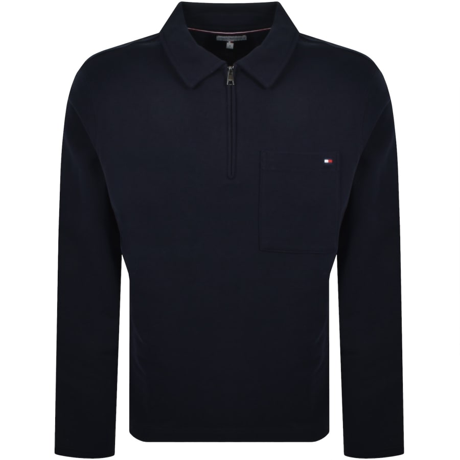 Image number 1 for Tommy Hilfiger Quarter Zip Sweatshirt Navy