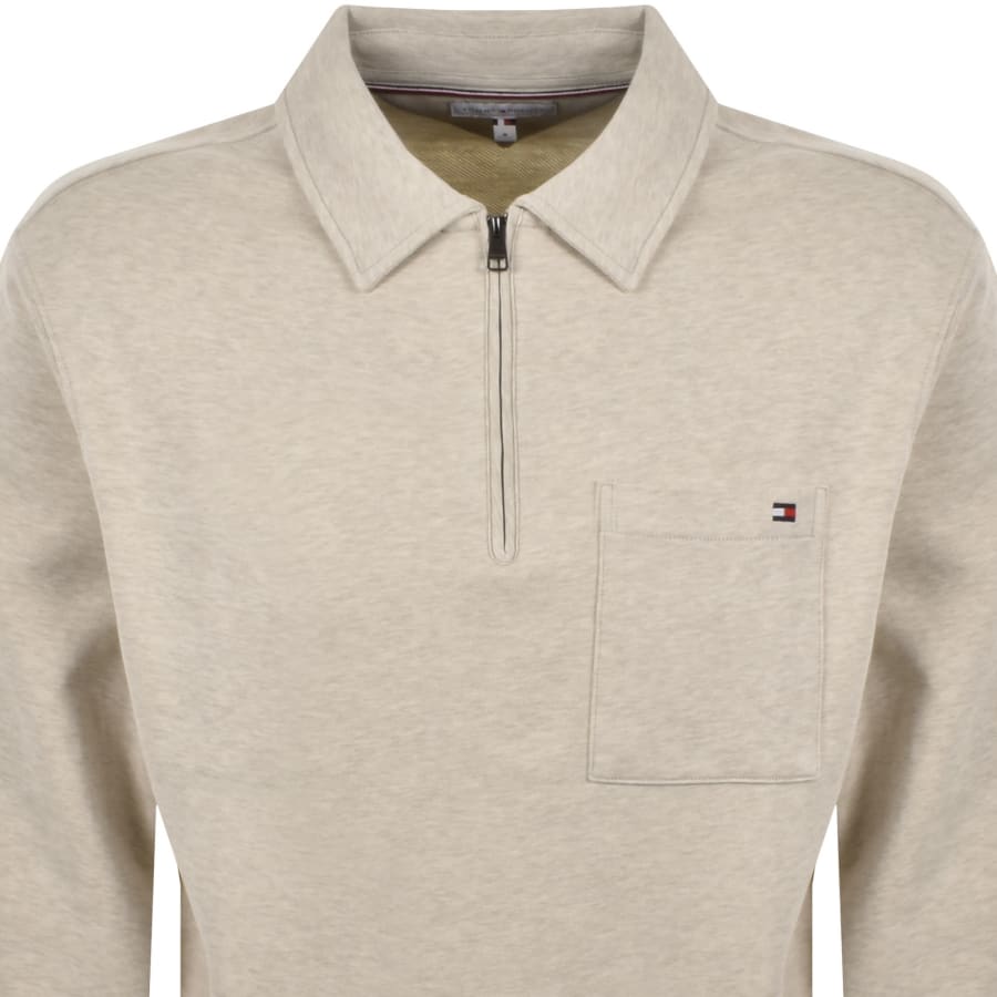 Image number 2 for Tommy Hilfiger Quarter Zip Sweatshirt Cream