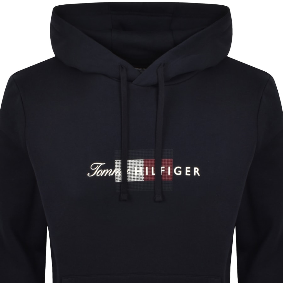 Image number 2 for Tommy Hilfiger Script Flag Hoodie Navy