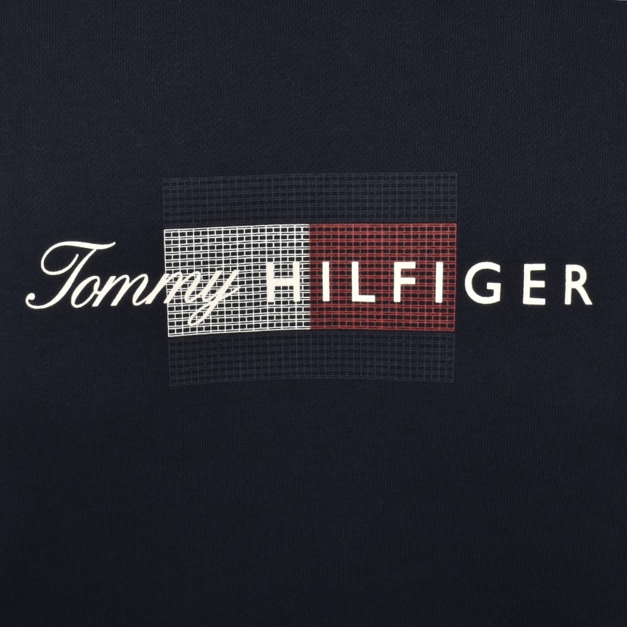 Image number 3 for Tommy Hilfiger Script Flag Hoodie Navy