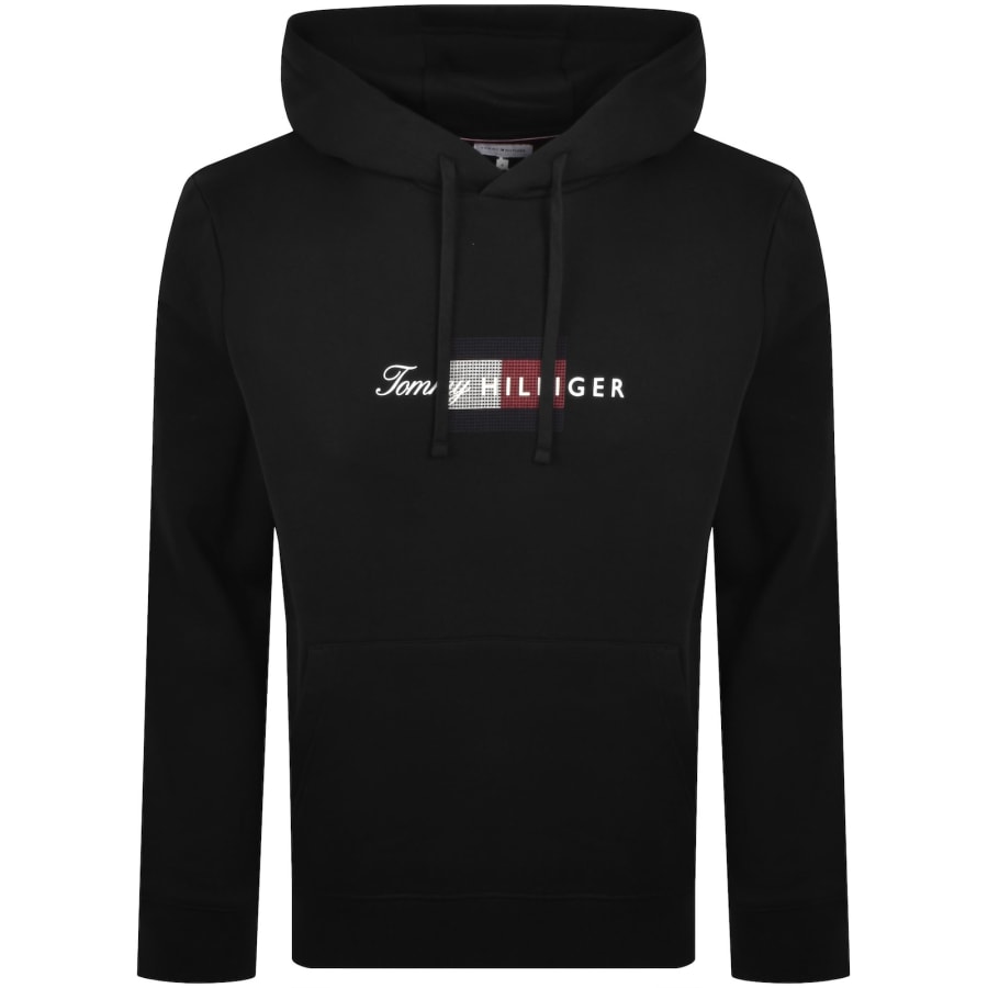 Image number 1 for Tommy Hilfiger Script Flag Hoodie Black