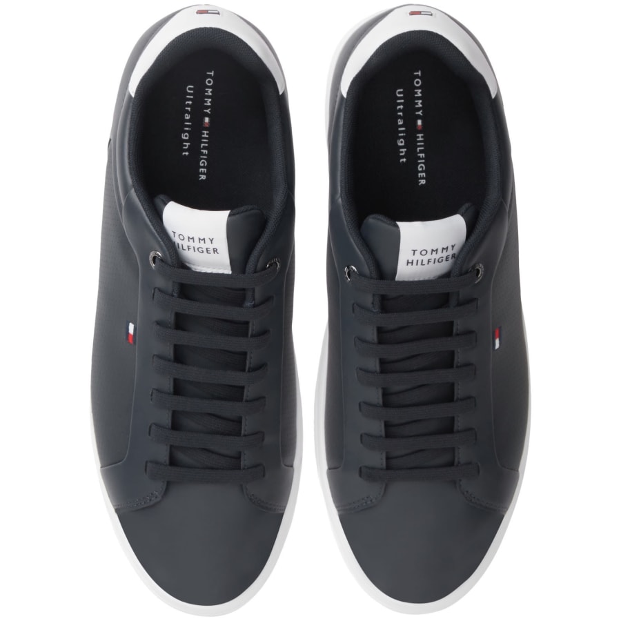 Image number 3 for Tommy Hilfiger Icon Court Leather Trainers Navy
